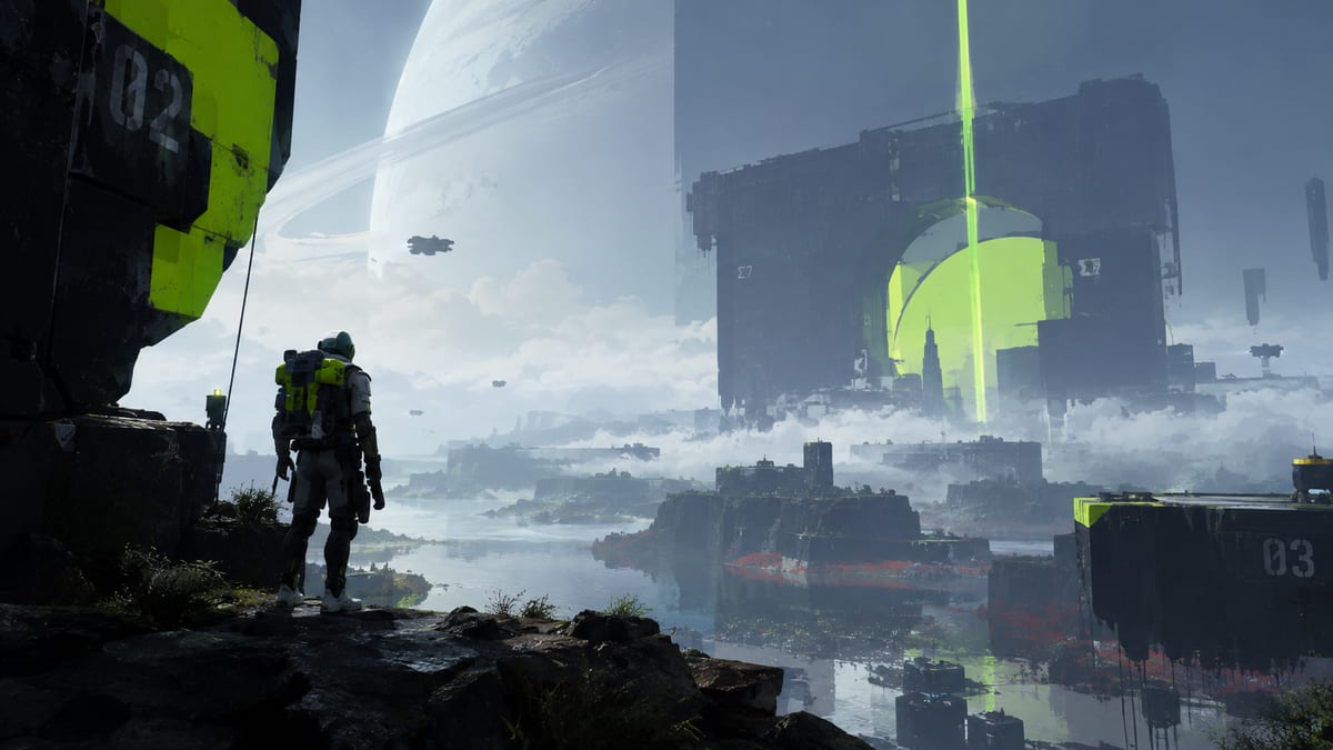 Personaje de Marathon explorando un entorno hostil de ciencia ficción, en referencia al rediseño del juego hacia la supervivencia