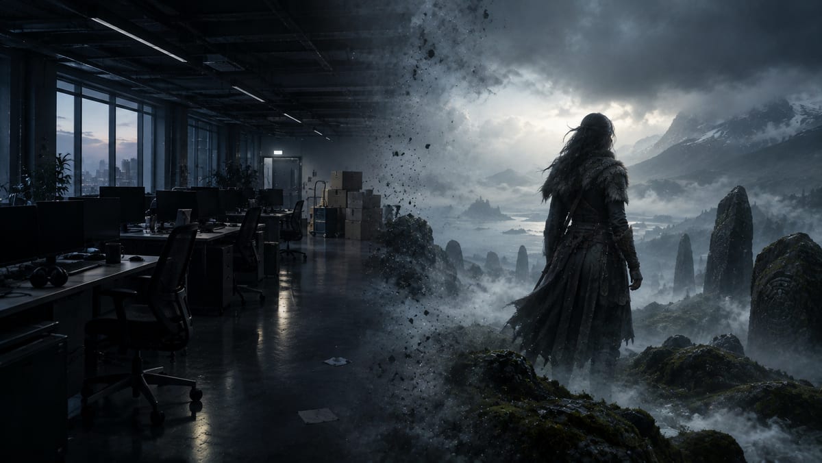 Senua, protagonista de Hellblade, en una escena sombría que simboliza la incertidumbre sobre el futuro de Ninja Theory