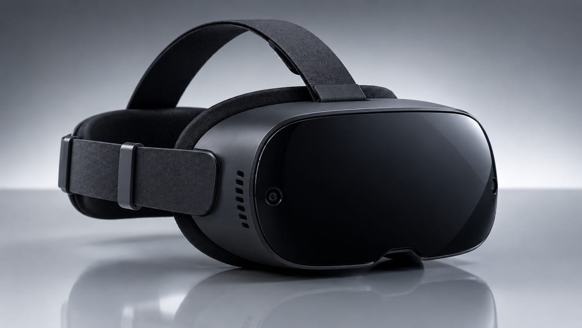 Gafas de realidad virtual Steam Frame de Valve junto a sus mandos